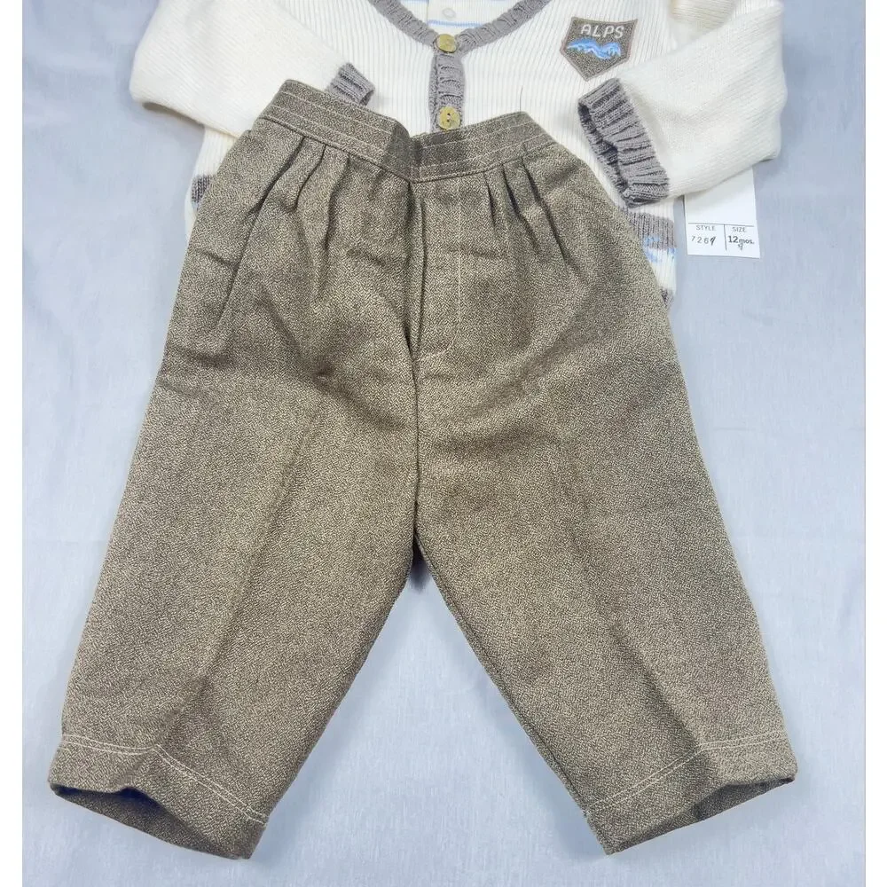 Vintage NWT Carriage Boutiques 3 Pc Boys Outfit Set 12M Sweater Cardigan Pants